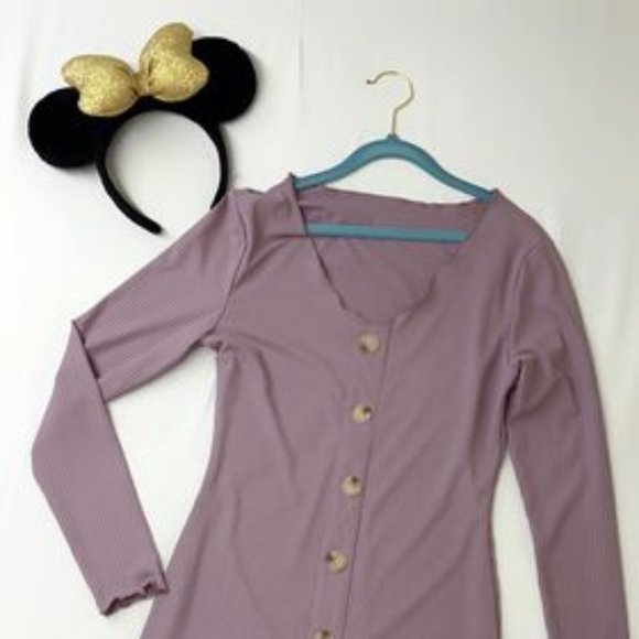 ✨Bodycon purple buttoned long sleeve Dress - Picture 8 of 9